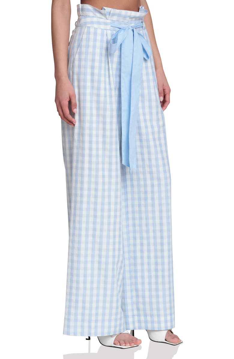 Avec Les Filles Tie Waist Wide Leg Pants, Alternate, color, Light Blue Gingham