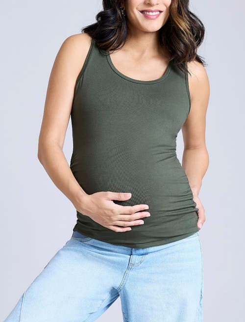 Motherhood Maternity Scoop Neck Side-ruched Maternity Tank Top In Deep Depths