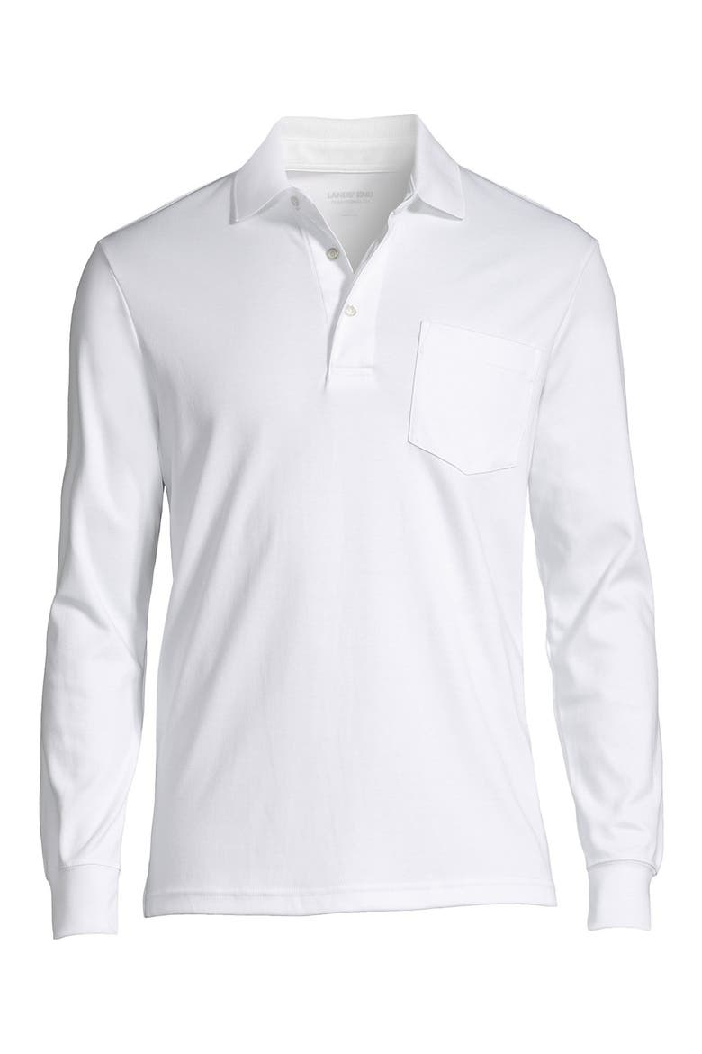 Long Sleeve Cotton Supima Polo Shirt with Pocket, Alternate, color, Soft Canvas Heather
