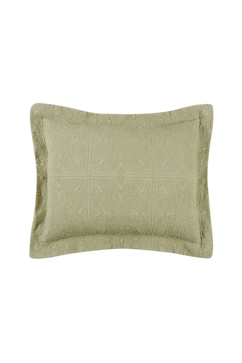 20" x 26" Sage Matelasse Cotton Standard Sham - Machine Washable, Main, color, Green