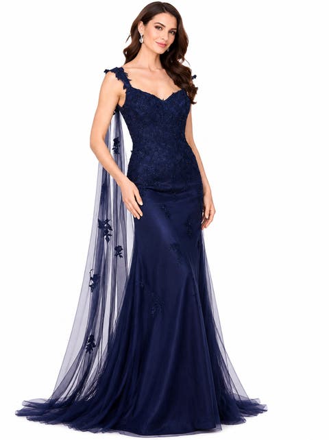 Beaded Faux-Wrap V-Neck Bridal Gown