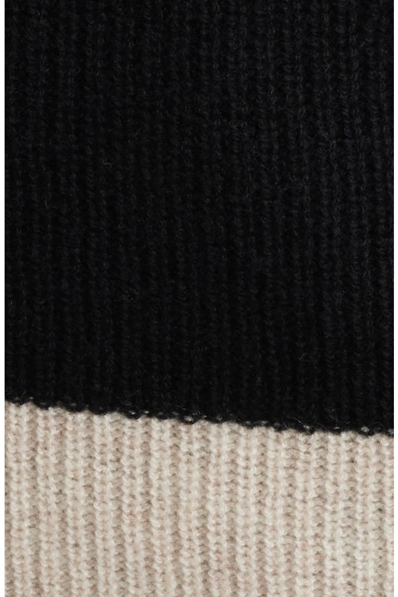 Contrast Trim Wool & Cashmere Funnel Neck Sweater, Alternate, color, BLACK/ OAT