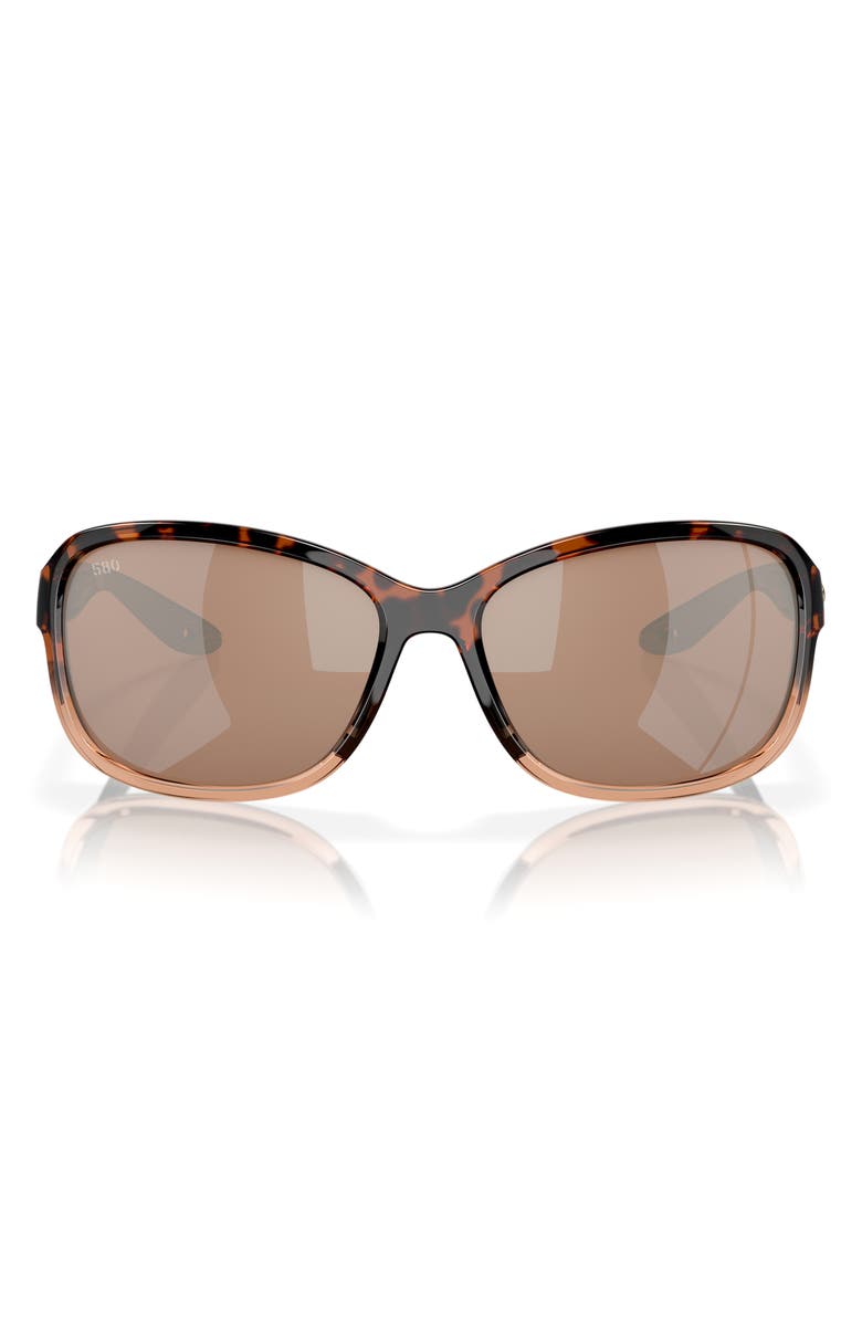 Costa Del Mar Seadrift 58mm Polarized Square Sunglasses, Main, color, Copper Silver Mirror