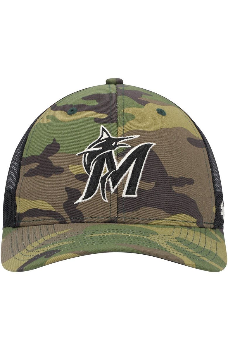 '47 Men's '47 Camo Miami Marlins Trucker Snapback Hat, Alternate, color, 