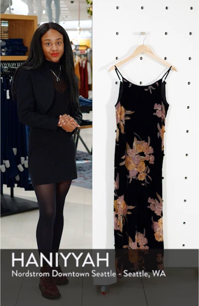 Mallorey Floral Print Velvet Dress, sales video thumbnail