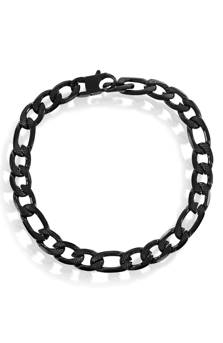 BLACKJACK Men's Textured 8mm Figaro Chain Bracelet, Main, color, 