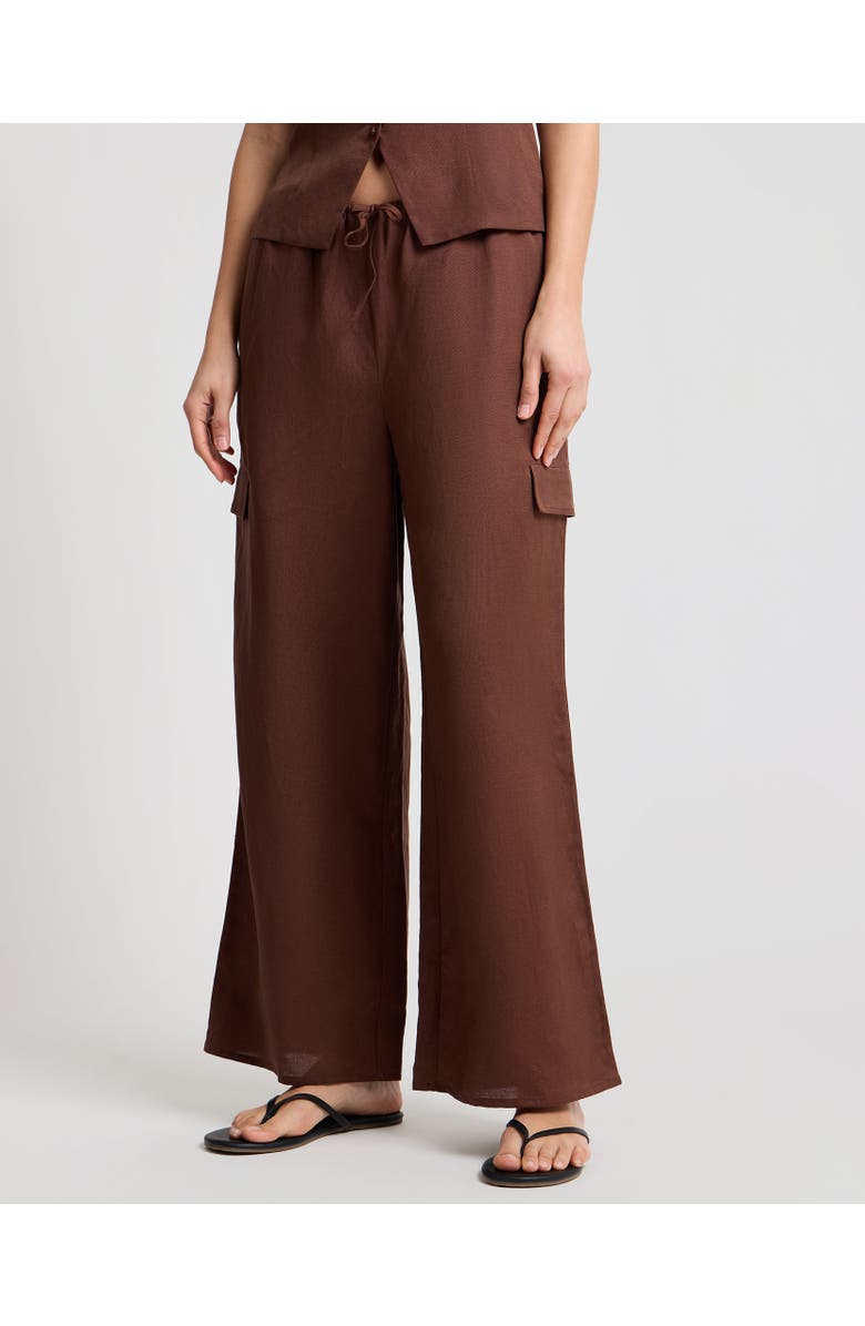 Onia Air Linen Cargo Pant, Main, color, Brown