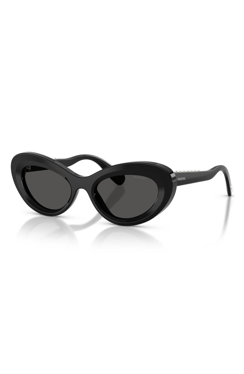 Swarovski 51mm Cat Eye Sunglasses, Alternate, color, Black / Dark Grey