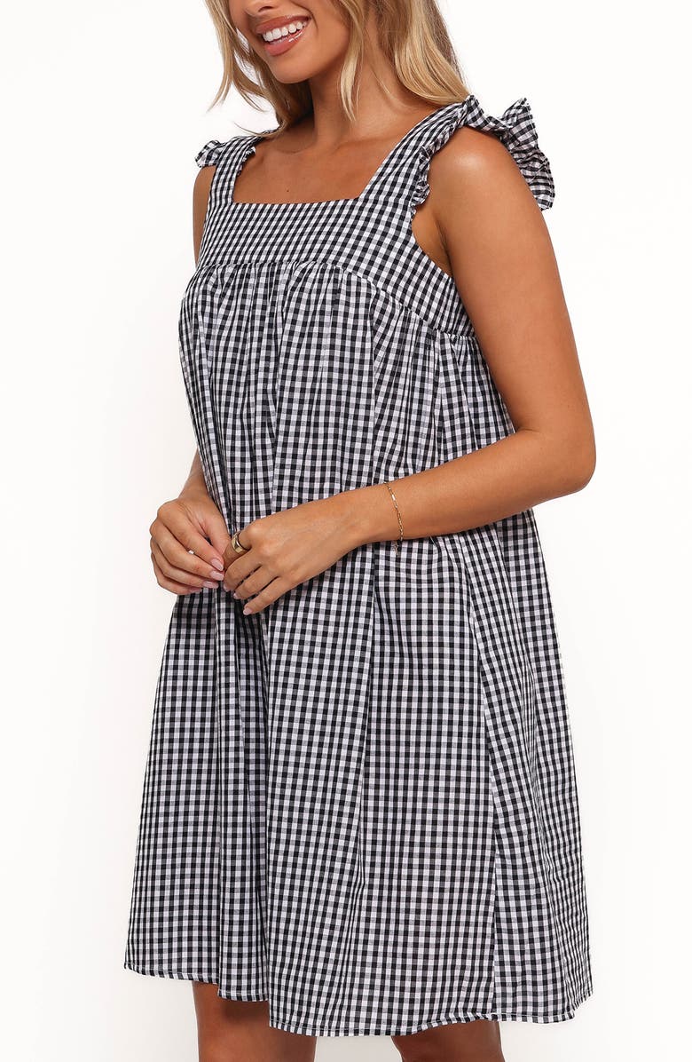 Petal & Pup Nola Check Sleeveless Minidress, Alternate, color, Black Gingham