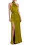Open Back High Neck Side Ruched Gown