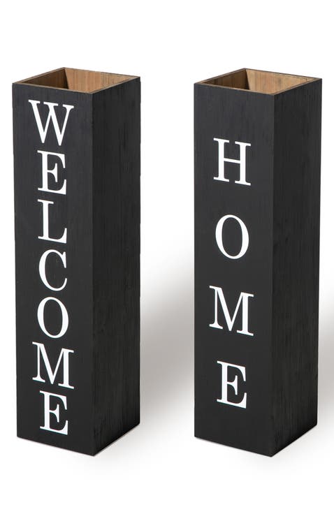 Double Sided Solid Wood Boxed "WELCOME HOME" Porch Sign