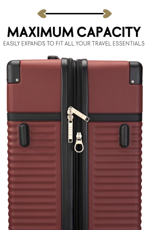 Elle Bville 3 Piece Expandable Retro Spinner Luggage Set In Burgundy