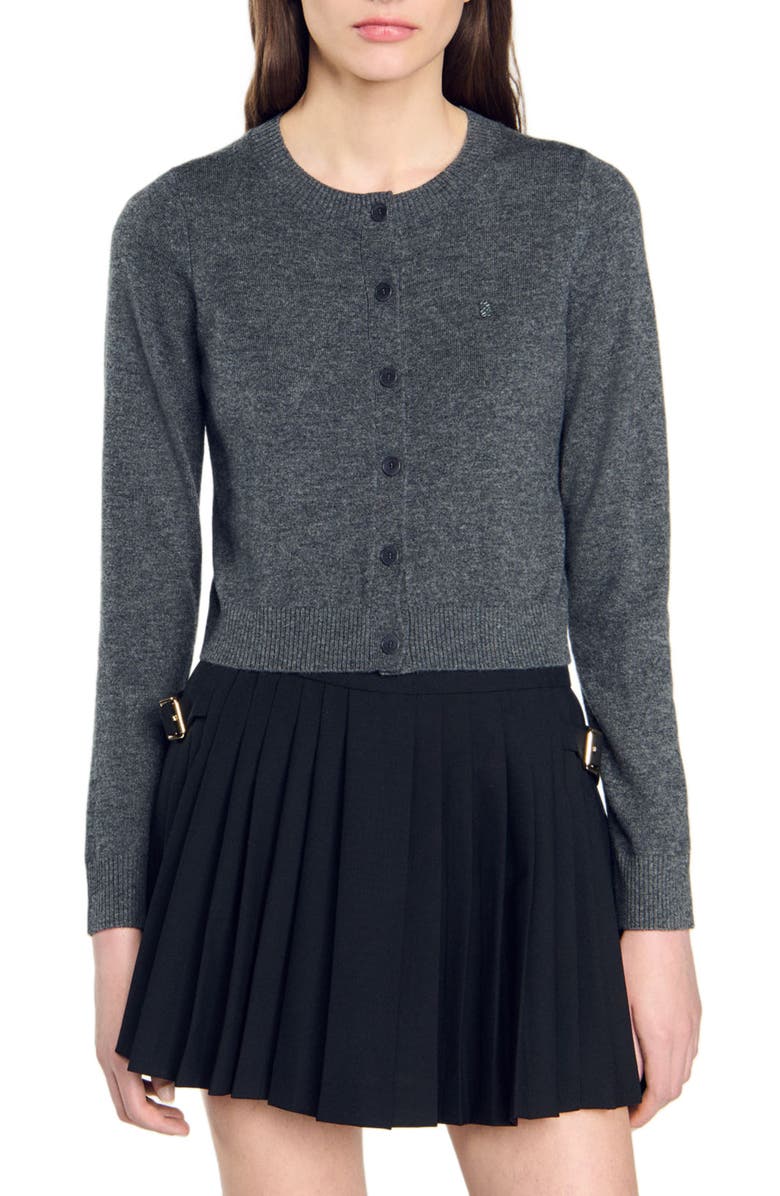 SANDRO Wool and cashmere cardigan, Main, color,