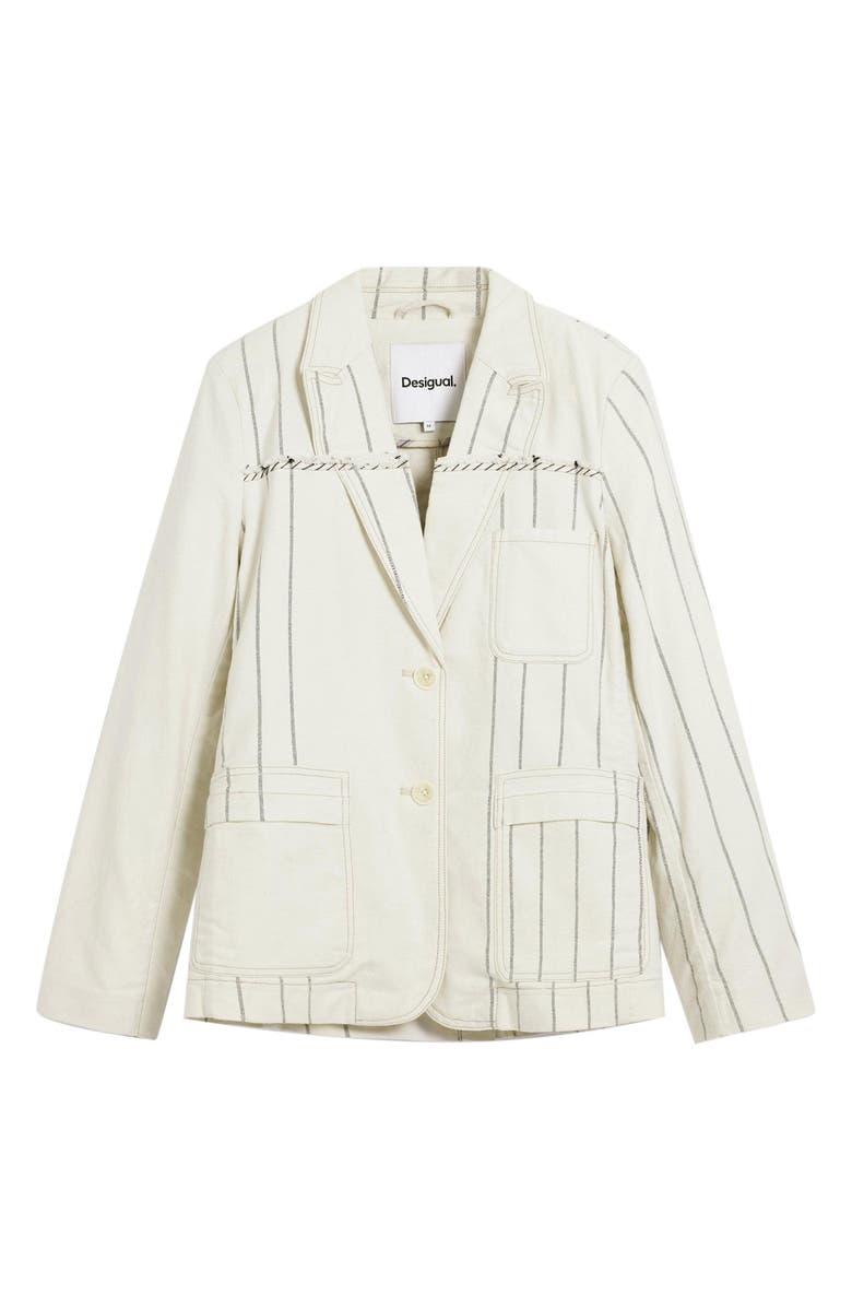 Desigual Stripe Blazer, Alternate, color, Medium Beige