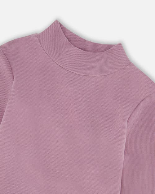Deux Par Deux Super Soft Ribbed Mock Neck Top In Pink