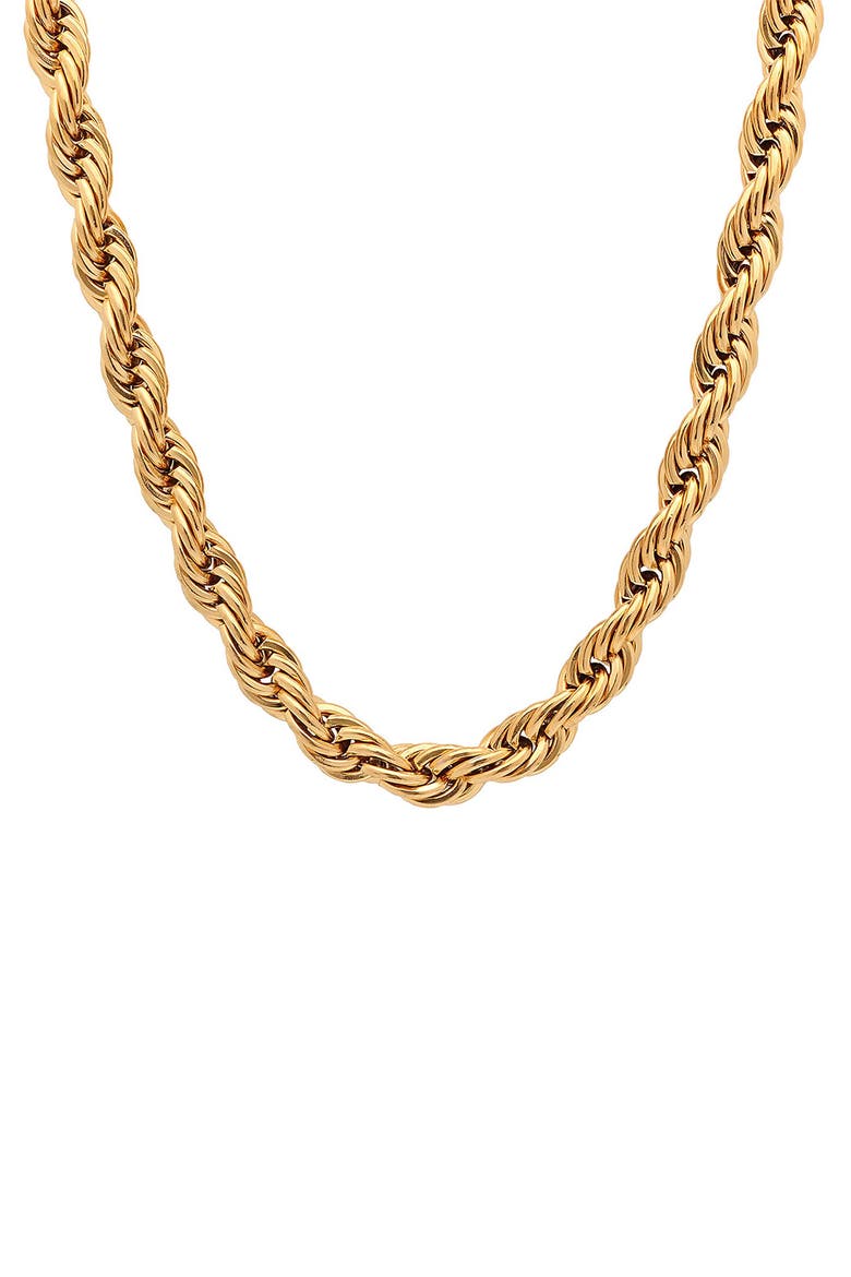 Men's 18k Gold Plated Rope Chain Necklace, Main, color, GOLD