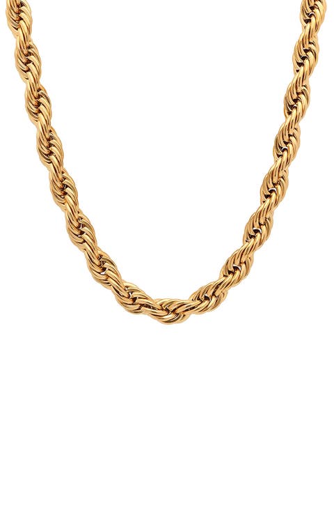 Men's 18k Gold Plated Rope Chain Necklace
