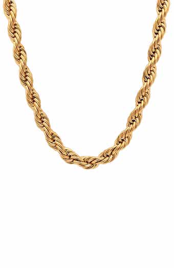 Men's 18k Gold Plated Rope Chain Necklace