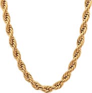 STEELTIME Men's 18k Gold Plated Rope Chain Necklace