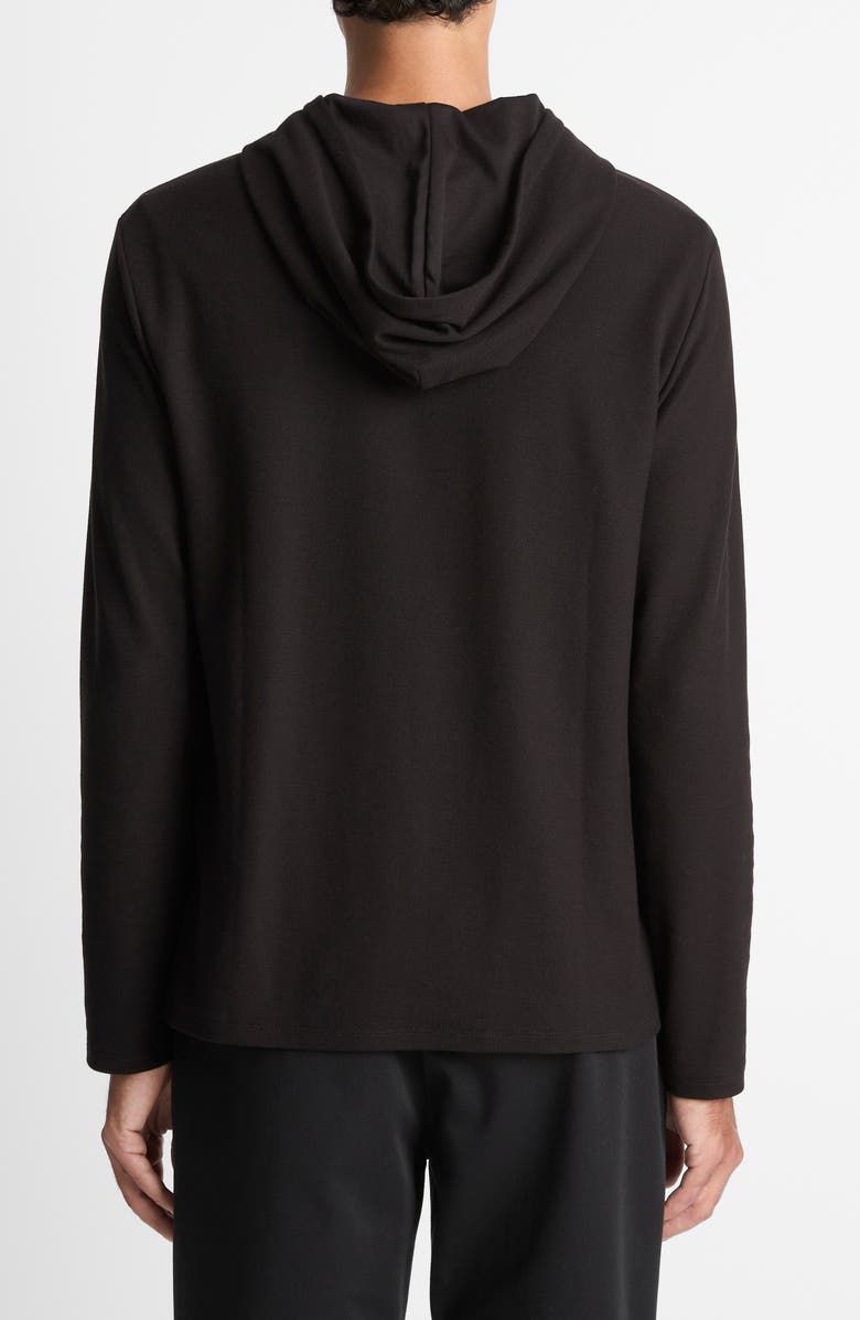 Vince Pima Cotton Piqué Hoodie, Alternate, color, Black