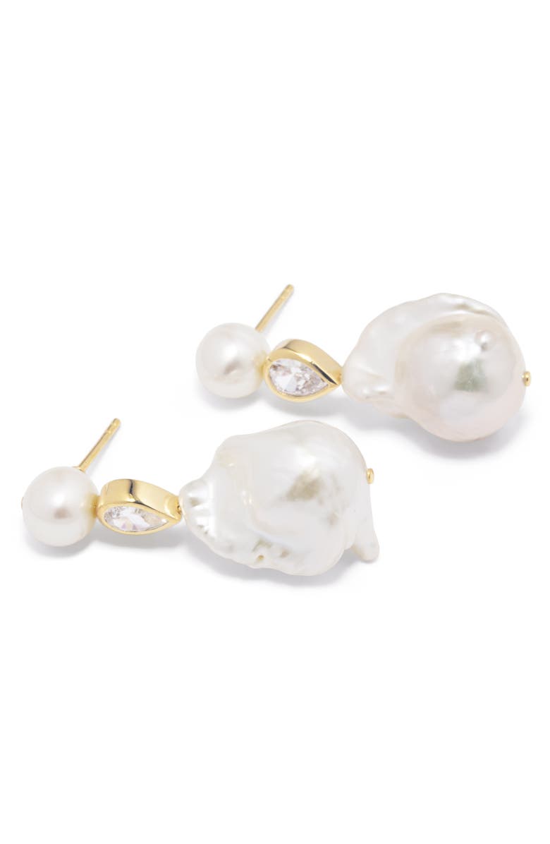 COMPLETEDWORKS Baroque Pearl & Cubic Zirconia Drop Earrings, Alternate, color, 18Ct Gold Plated