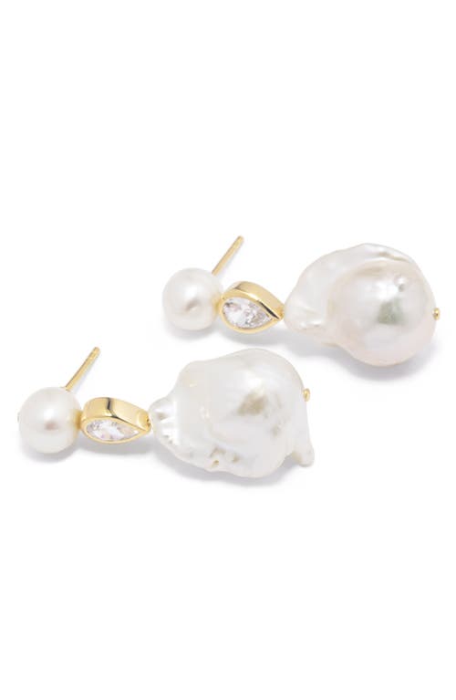 Completedworks Baroque Pearl & Cubic Zirconia Drop Earrings In Metallic