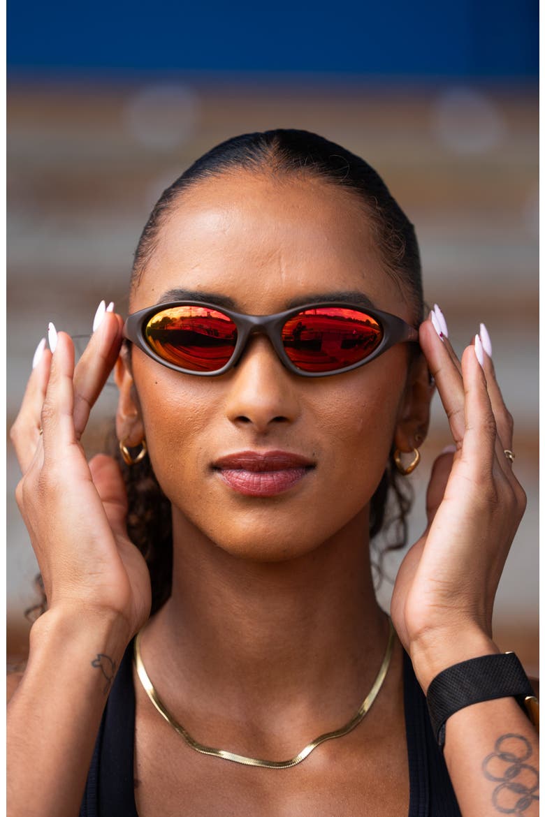 Lina Sport Polarized Sunglasses, Alternate, color, Orange