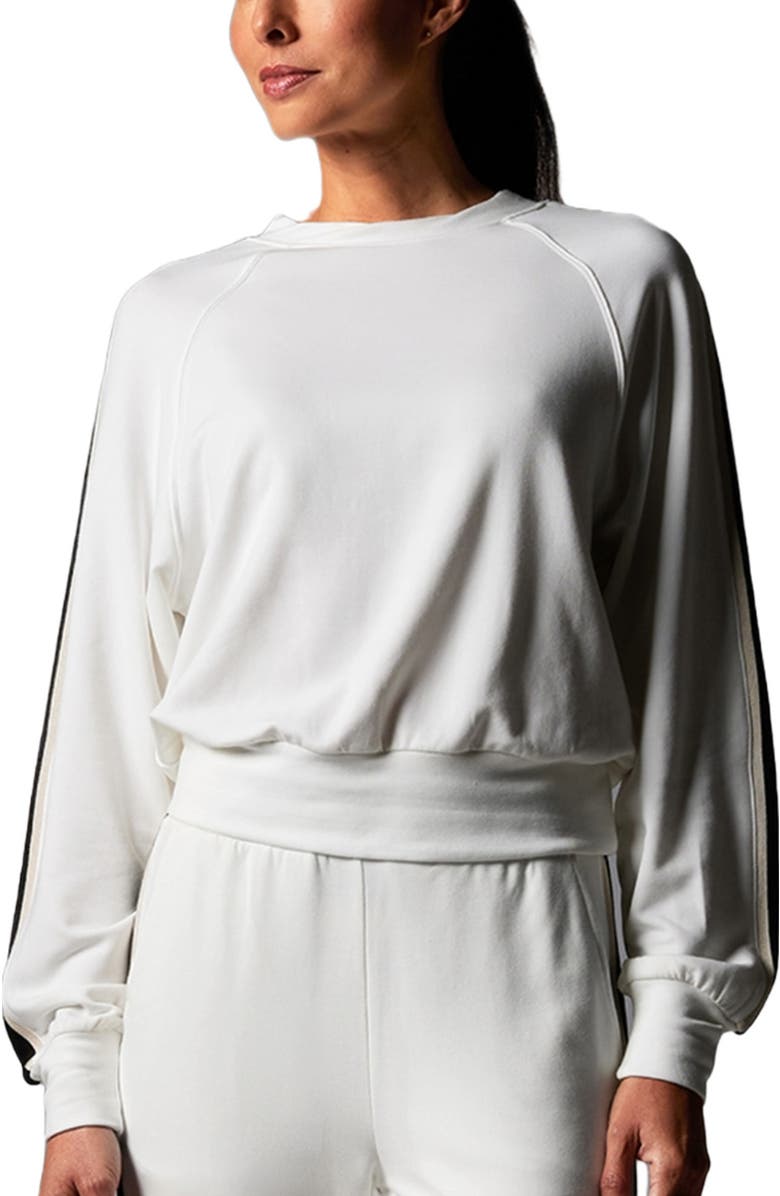 Tavi Ease Crew Stripe Sweatshirt, Alternate, color, Coconut Ebony