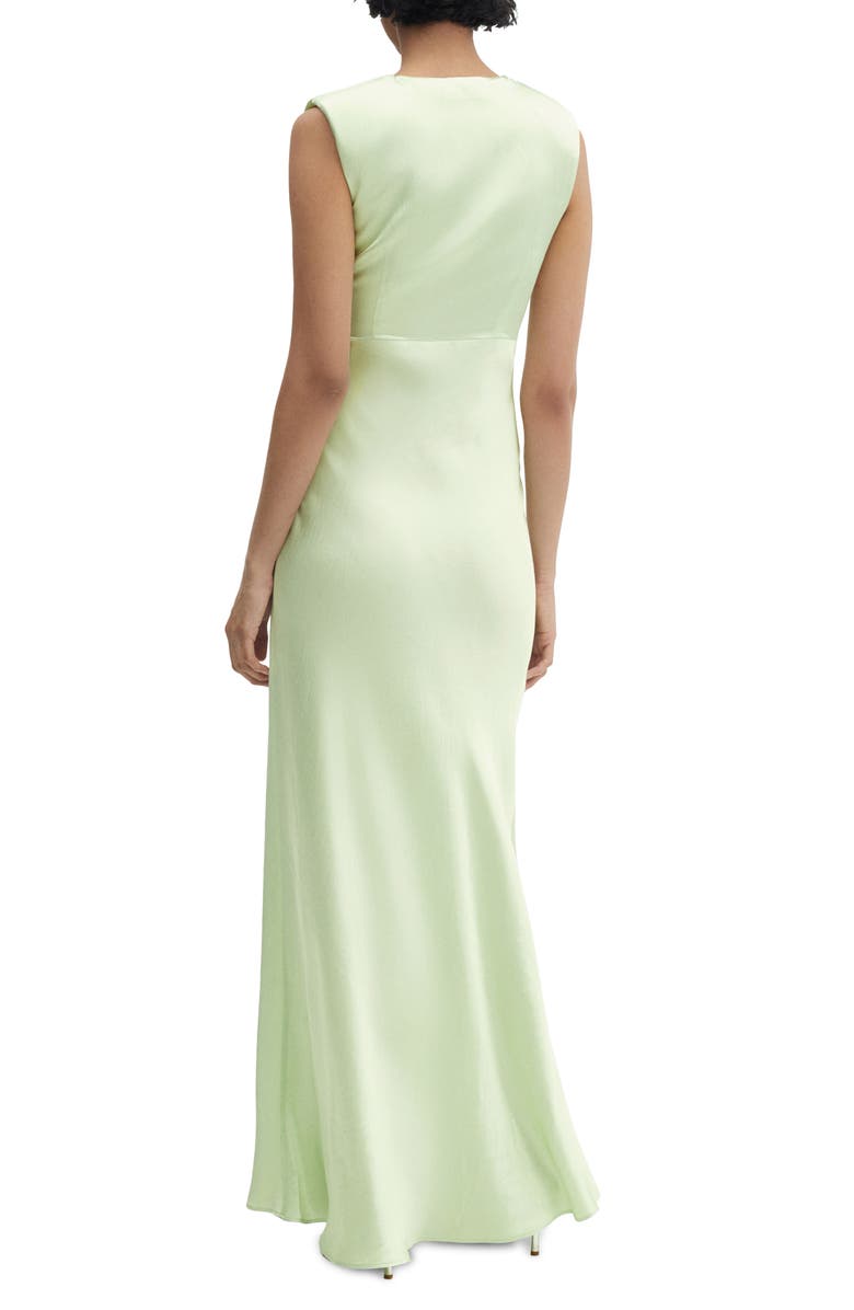 MANGO Twist Waist Sleeveless Satin Gown, Alternate, color, 