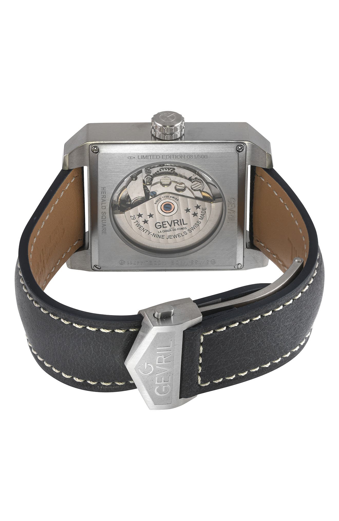 Herald Square Swiss Automatic Leather Strap Watch, 38mm