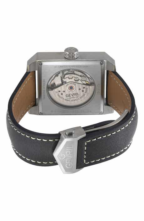 Herald Square Swiss Automatic Leather Strap Watch, 38mm