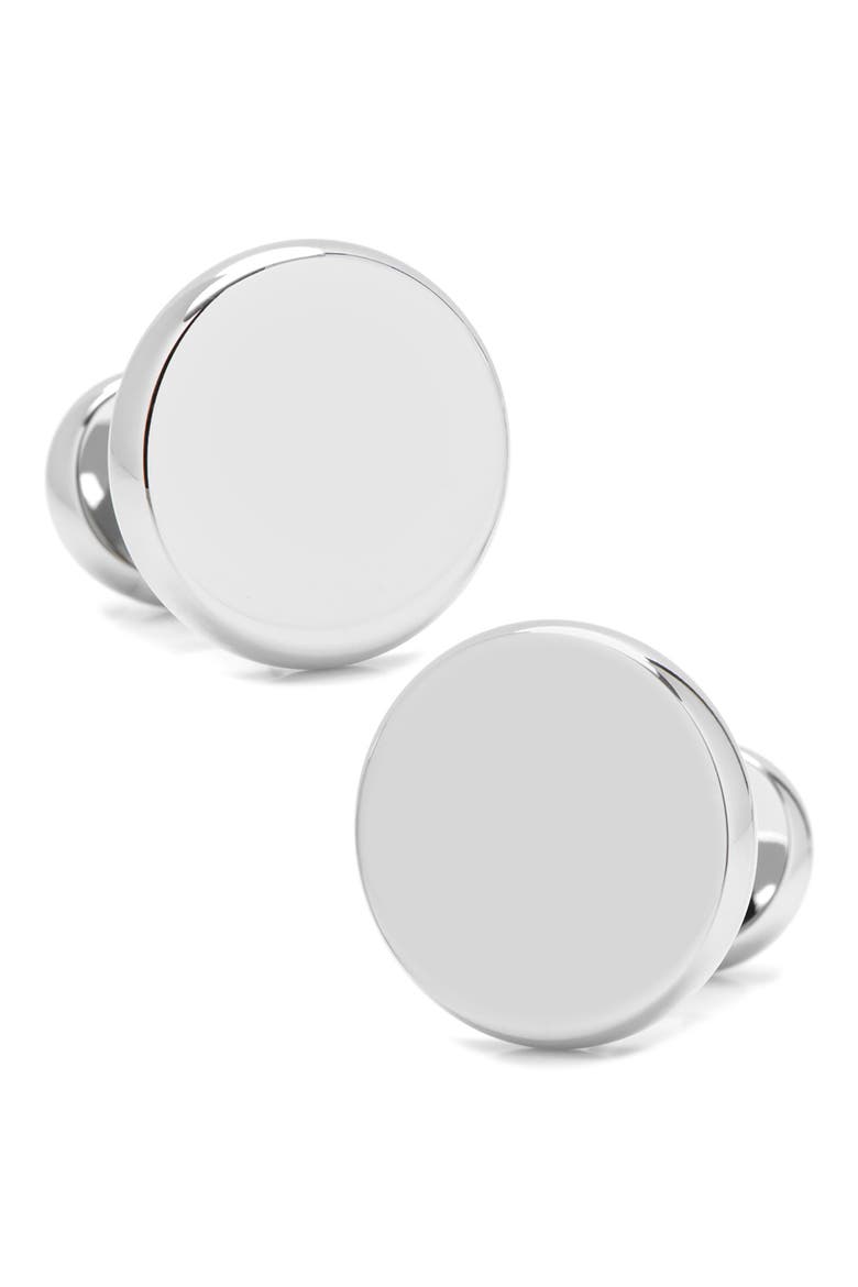 Round Stainless Steel Cuff Links, Main, color, SILVER