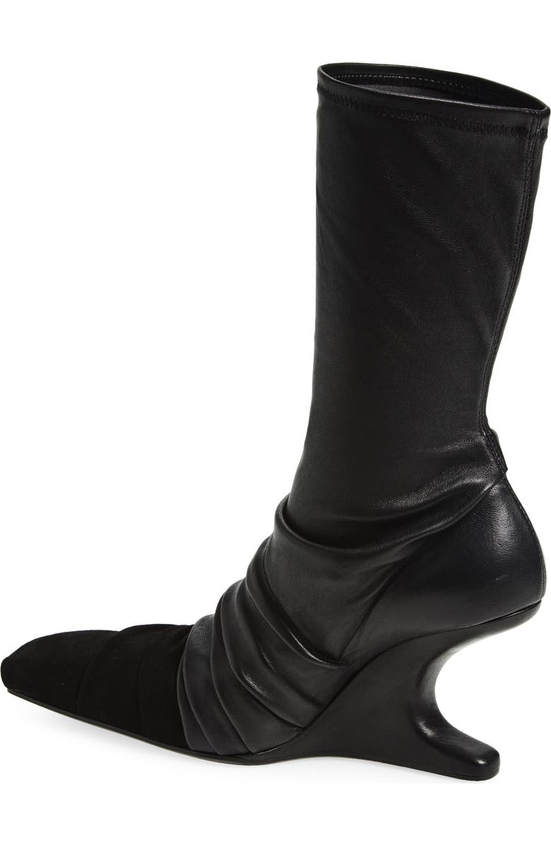 Rick Owens Cantilever Mixed Media Boot, Alternate, color, Black/ Black