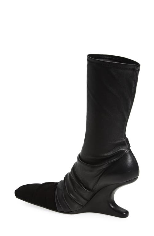 Rick Owens Cantilever Mixed Media Boot In Black