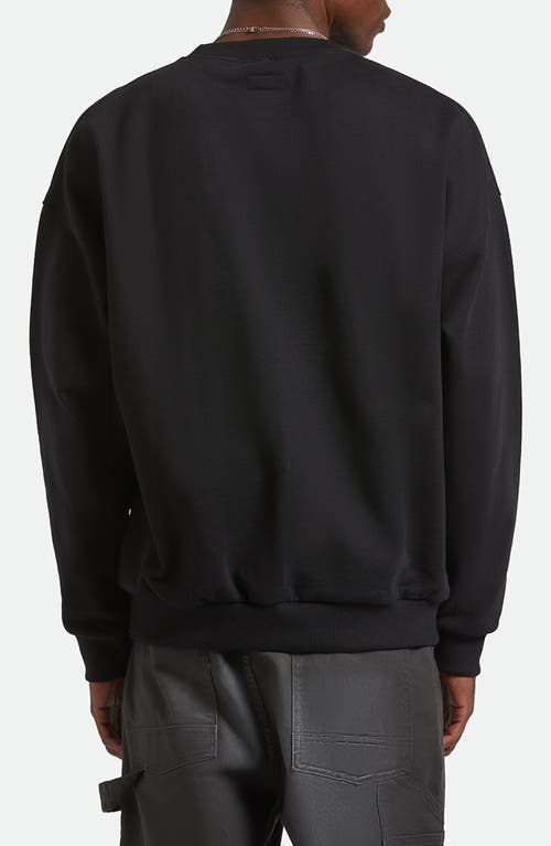 Brixton Oversize Logo Embroidered Cotton Fleece Crewneck Sweatshirt In Black