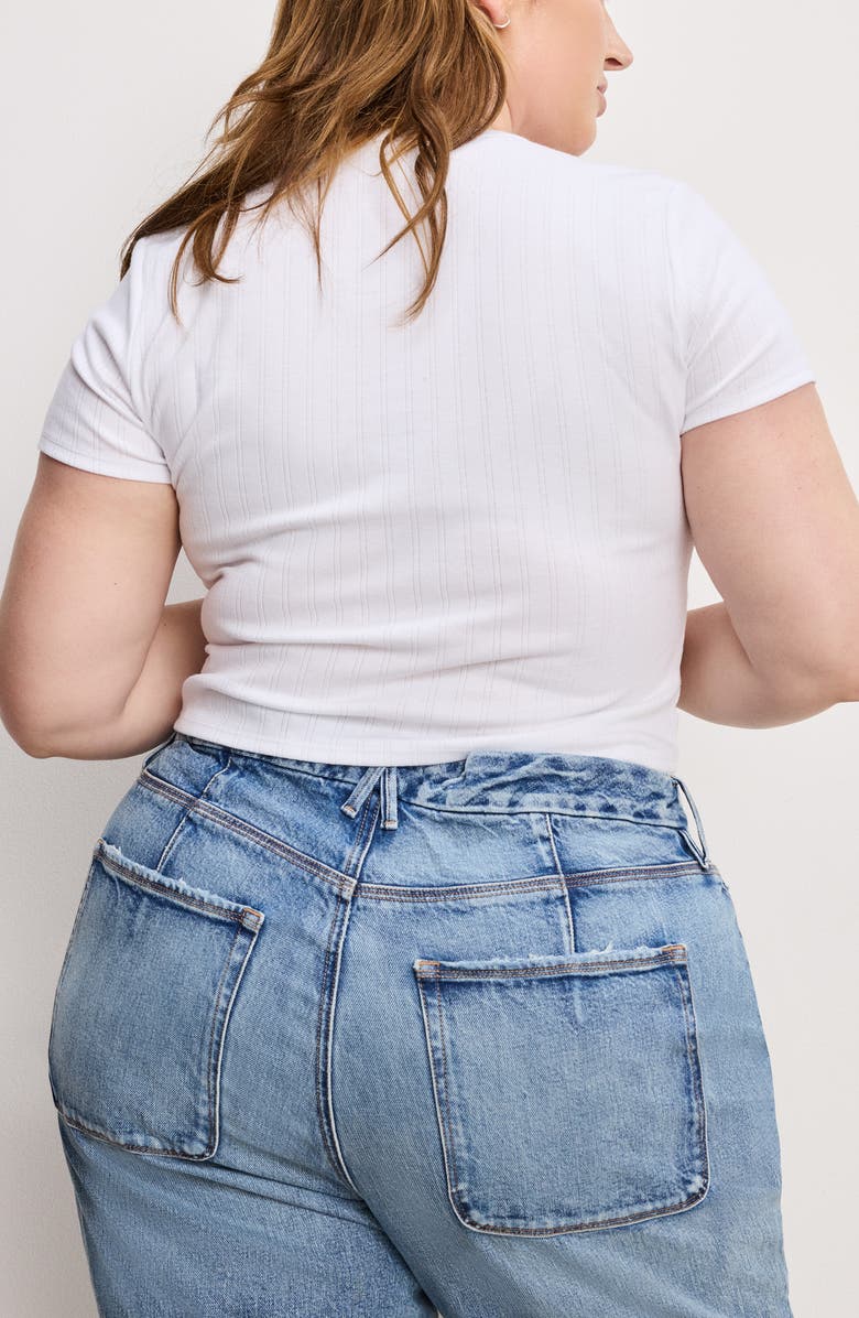 Good American Pointelle Baby Tee, Alternate, color, White001