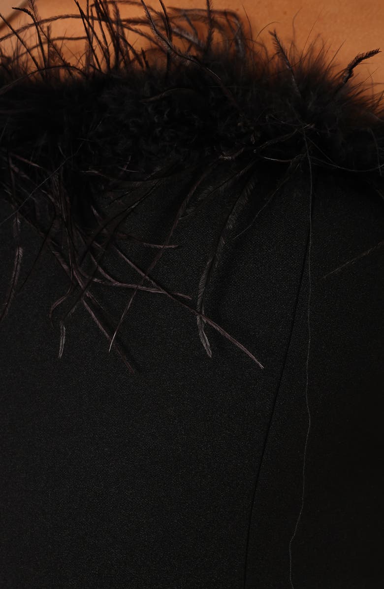 Petal & Pup Louise Feather Trim Strapless Jumpsuit, Alternate, color, 