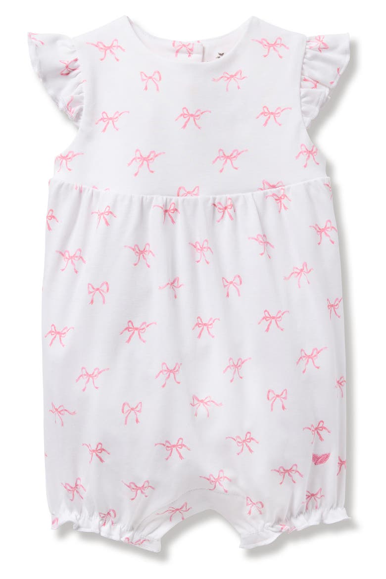 Blushing Bows Pima Summer Romper, Main, color, WHITE/PINK