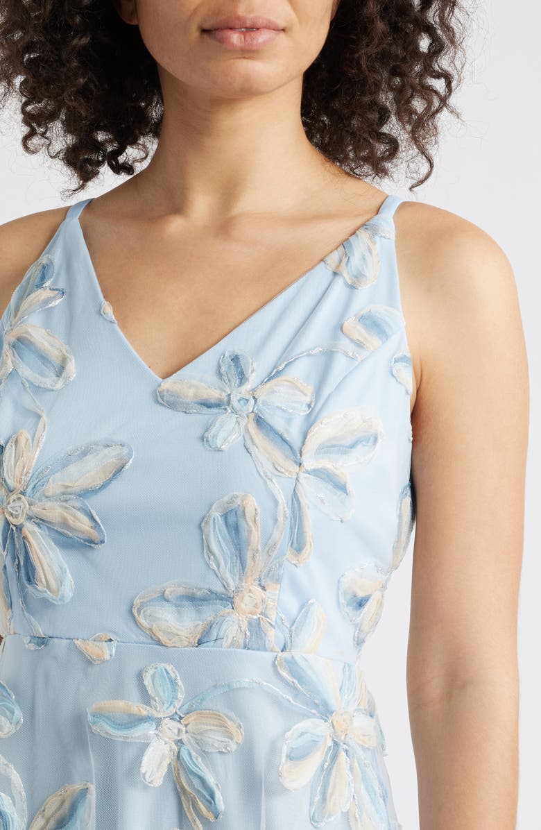 Sam Edelman 3D Floral Appliqué Fit & Flare Dress, Alternate, color, Blue Multi