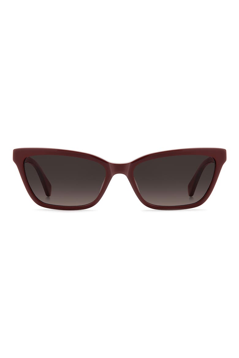aisha 55mm gradient ectangular sunglasses, Main, color, BURGUNDY GOLD/ BROWN SF