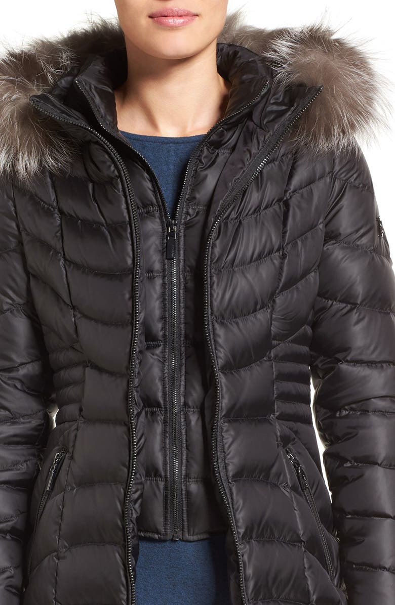 Dawn Levy Genuine Fox Fur Trim Down Parka, Alternate, color, 