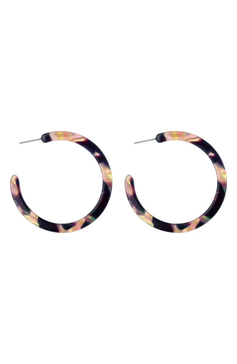 EYE CANDY LOS ANGELES Paige Acrylic Hoop Earrings, Main, color, Brown