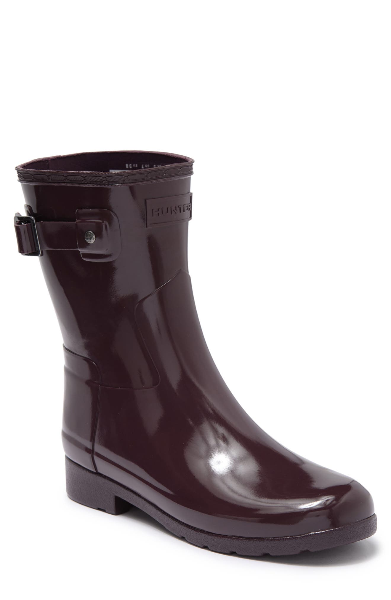 Refined Short Gloss Rain Boot, Main, color, CHERRY BRANDY