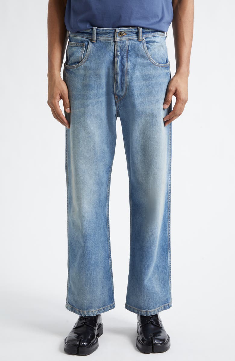 Maison Margiela Fray Hem Straight Leg Crop Jeans, Main, color, Washed Blue