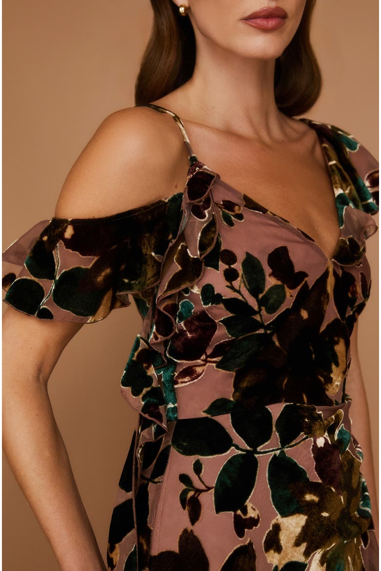 Floral Devore Strappy Dress, Alternate, color, Turquoise
