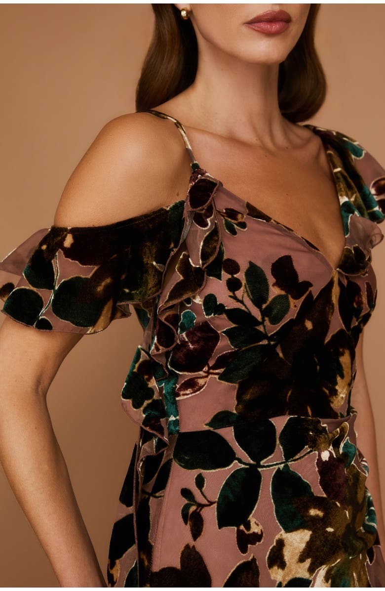 Six Stories Floral Devore Strappy Dress, Alternate, color, Turquoise