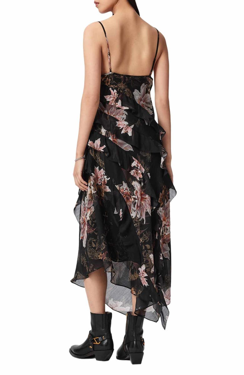 AllSaints Ruth Floral Print Slipdress, Alternate, color, Crystal Black