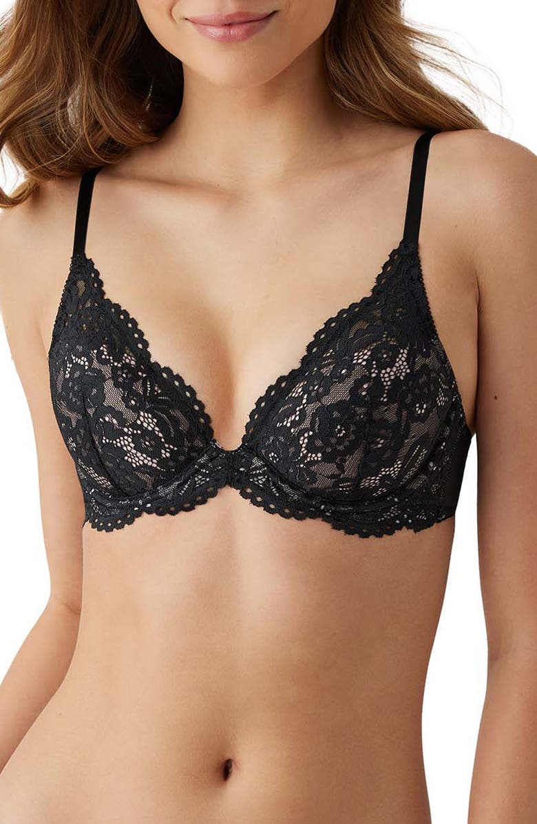 b.tempt'd by Wacoal Ciao Bella Plunge Neck Lace T-Shirt Bra, Main, color,