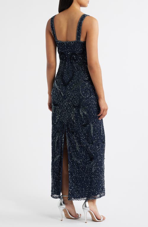Pisarro Nights Beaded Sequin Embellished Mesh Column Gown With Jacket In Black