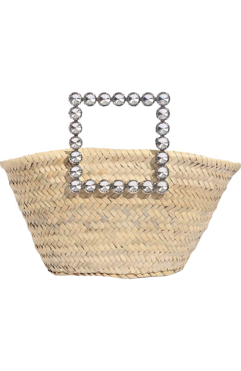 L’alingi Woven Raffia Crystal Top Handle Bag, Main, color,
